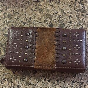 Studded Brown Leather Women's Wallet